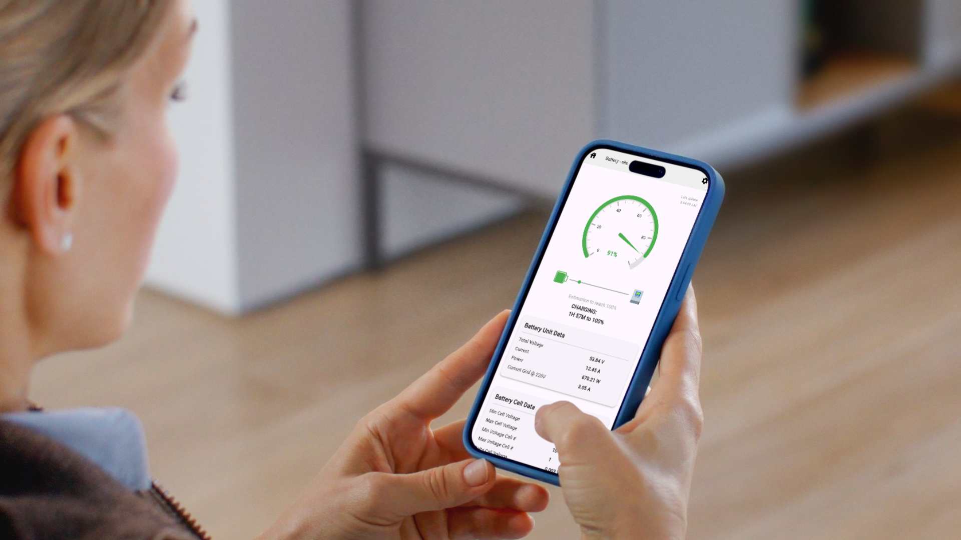 CEPOWER mobile app monitoring battery