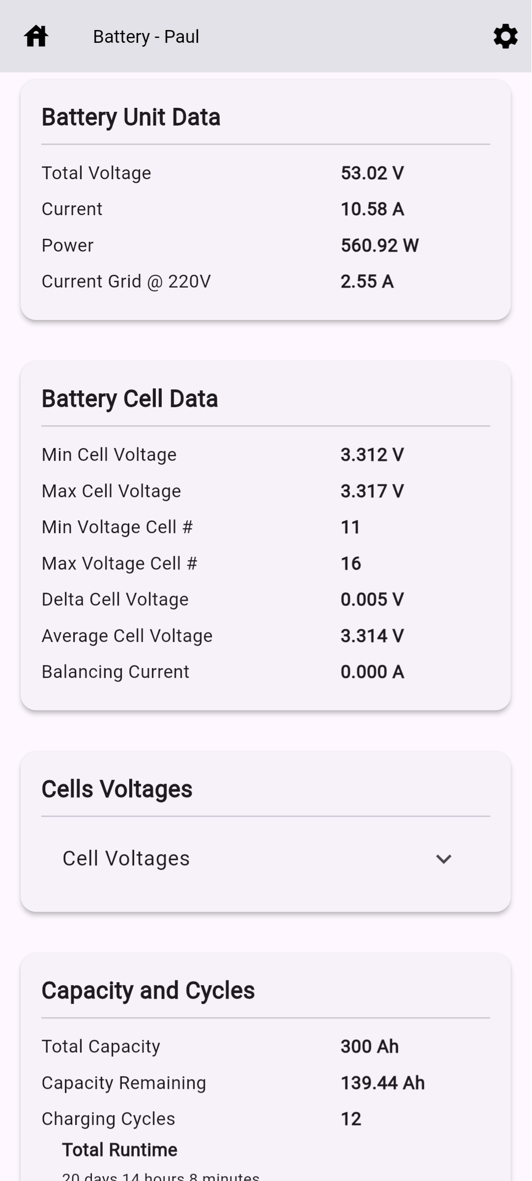 Detailed battery information